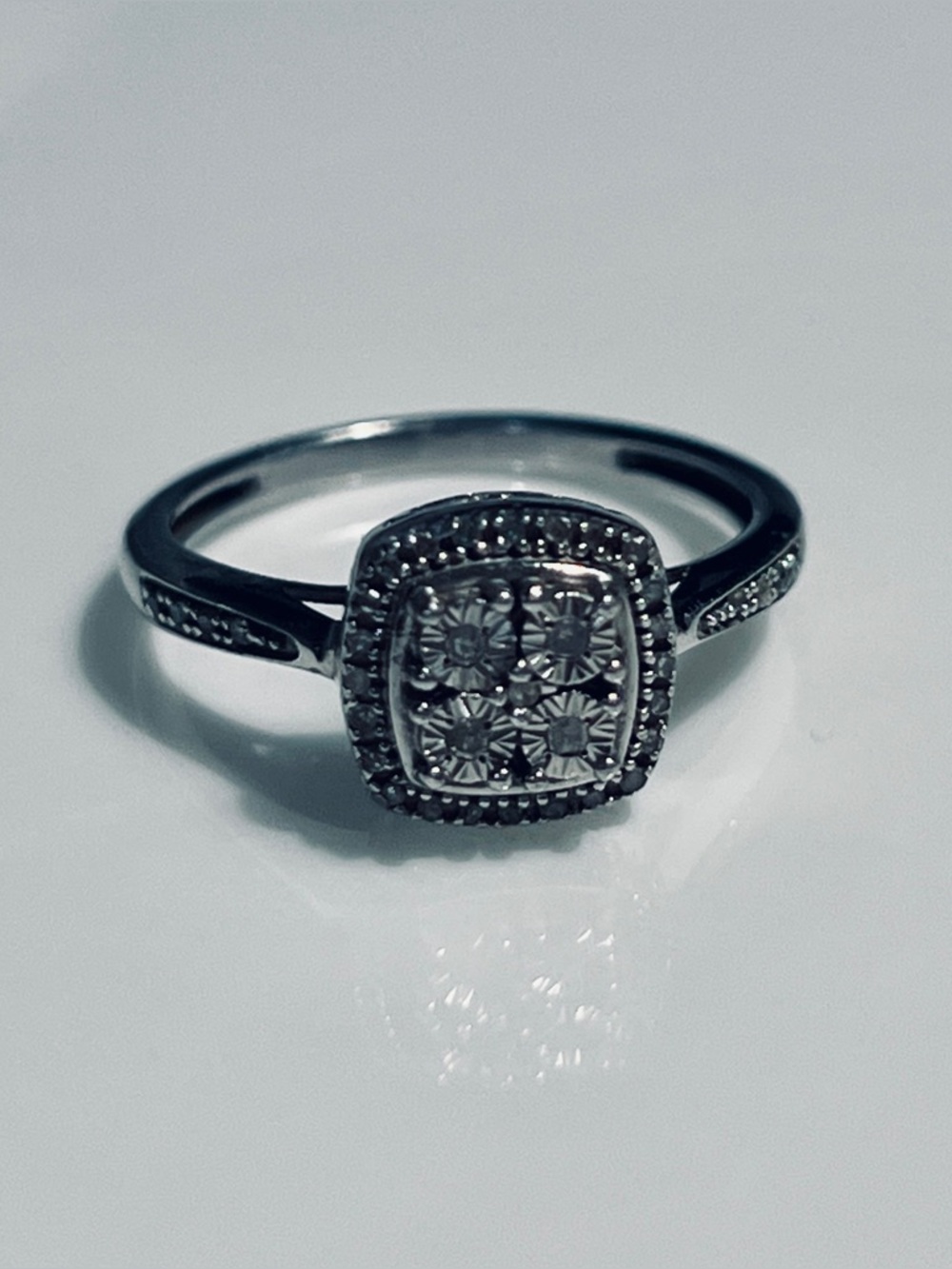 925 Sterling Silver | Diamond Accent Halo | Cluster Ring | Women’s | Size 7